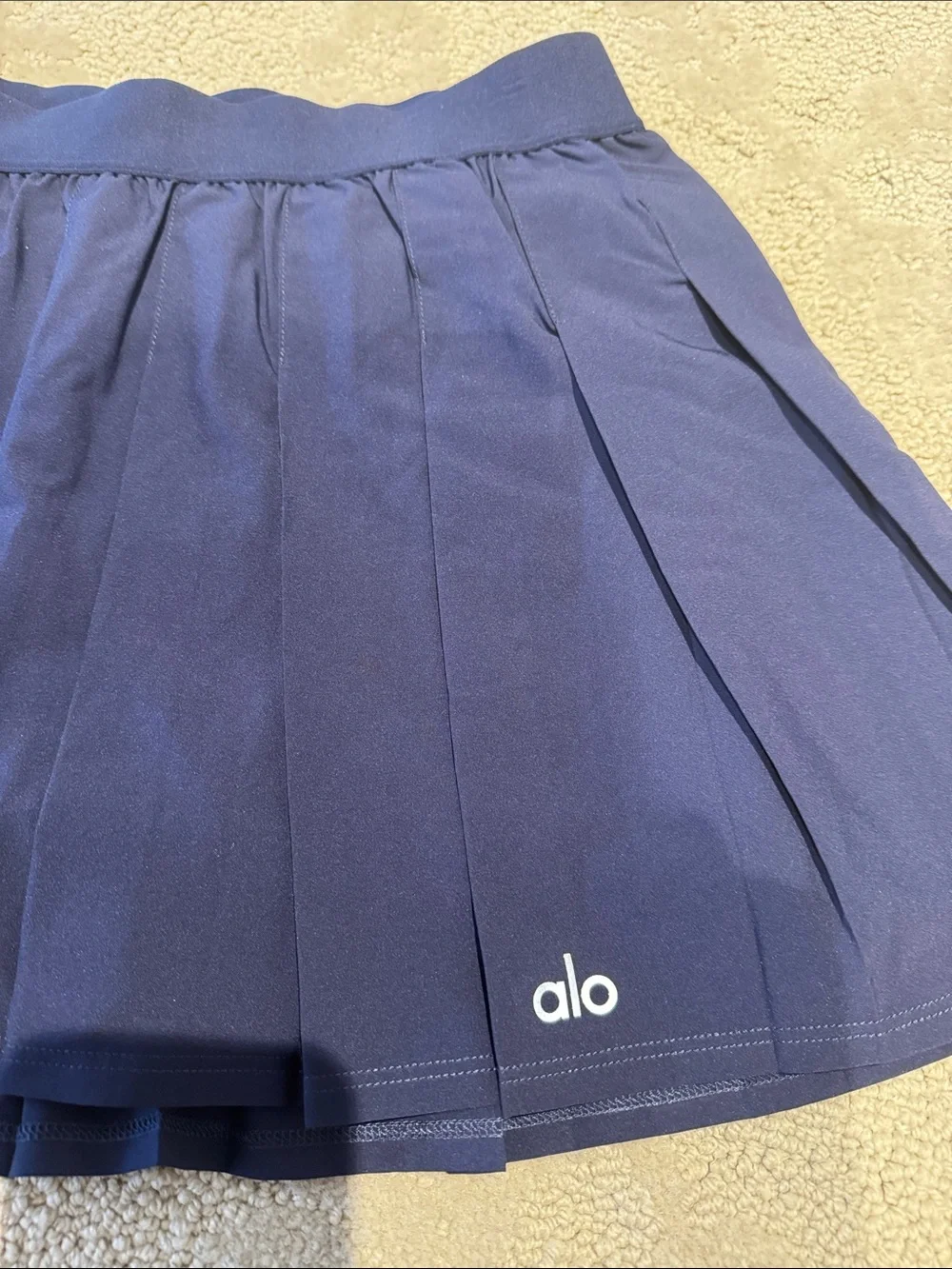 ALO Yoga Navy Pleated Skater Skirt